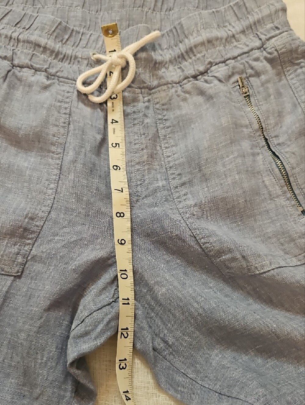 Athleta Women's Light Blue Drawstring 100% Linen Joggers Size 4 - Picture 6 of 13